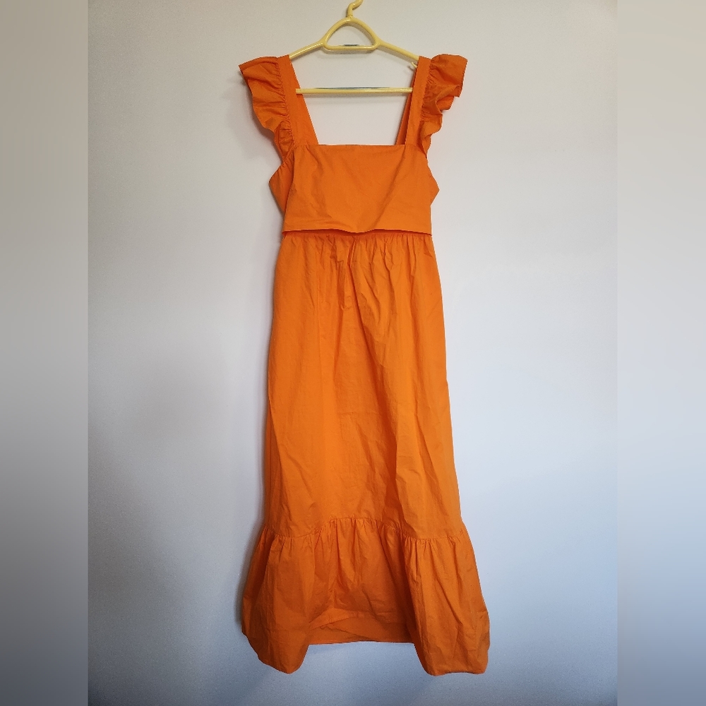 Adelyn rae orange Tie Back midi dress